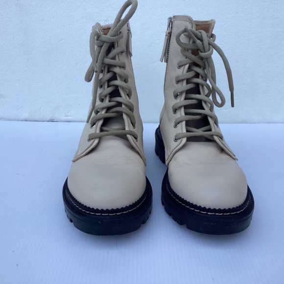 M Gemi Benedetta Sand Beige Combat Boots Like New Size 37 / 6.5 - Picture 2 of 9